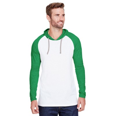 LAT Men's Hooded Raglan Long Sleeve Fine Jersey T-Shirt