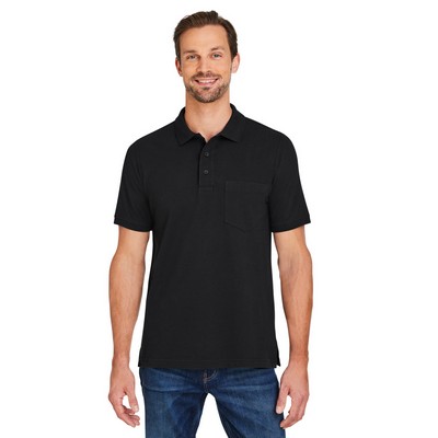 Harriton Men's Valiant Cotton Snag Protect Pocket Polo Shirt