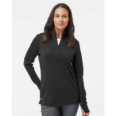 Adidas® Women's 3-Stripes Quarter-Zip Sweater Pullover Sweater